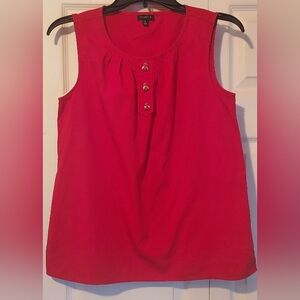 Talbots Womens 6 Sleeveless Top Red Jewel Bee Bug Ladybug Buttons Shirt